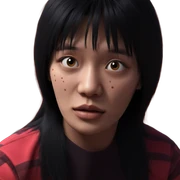scarred beauty with black hair sticker