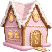 light pink and gold and white gingerbread house sticker