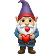 Gnome shows a heart sticker
