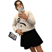 selfie in bedroom with phone sticker