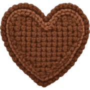 Crocheted brown heart sticker
