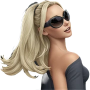 blonde girl with sunglasses and car sticker