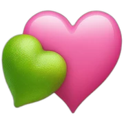 pink heart behind lime heart sticker