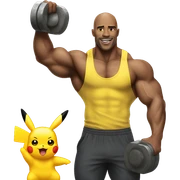 Bodybuilder raising pikachu in air sticker