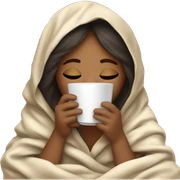 girl inside a blanket sipping coffee eyes closed sticker