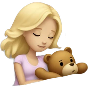 blonde girl sleeping in the bed with a teddy bear sticker