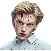 portrait of a bloodied boy sticker