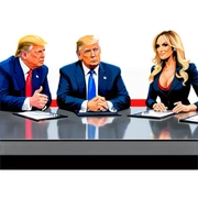 Musk, Bezos, Stormy Daniels, and Trump in a meeting sticker