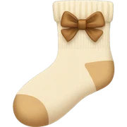 beige socks with a bow sticker