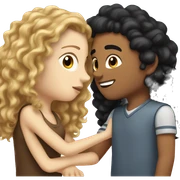 white boy with curly brown hair kissing white girl with straoght black hair sticker