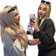 blonde girl taking selfie sticker
