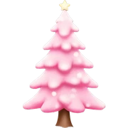 Pink Christmas tree with soft lights and snow  sticker