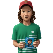 male with brown hair wearing hat sticker