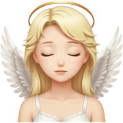 Beautiful Gorgeous Blonde Sweet Anime Angel, With Closed Eyes, Peaceful, Calm, White feather wings sticker