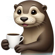 Otter drinking a cup of coffee sticker