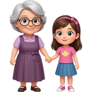 Grandma and girl holding hands
 sticker