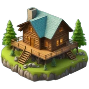3d-isometric-Mountain-Cabin-mansion sticker