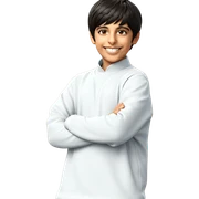 smiling boy with crossed arms sticker