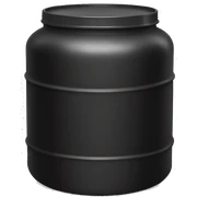 A large black protein container sticker
