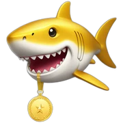 golden shark grinning with a medal sticker
