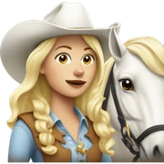 Blonde Cowgirl with a white horse sticker