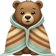 Bear wearing blanket sticker