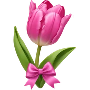 Pink tulips with a bow sticker