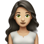 girl with dark brown long hair and green eyes sticker