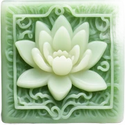 A whole white Rectangle Chinese style water-lily-patterned jade ornament sticker