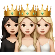3 girls with crowns. One has brown hair. One has blonde hair and one has black hair sticker