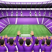 Huge fanclub in a purple soccer stadium cheering sticker