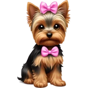 Cute yorkie puppy with pink bow sticker