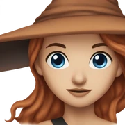 Witch blue eyes, auburn hair sticker