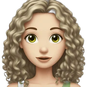 Brunette girl, long curly hair, green eyes, pale skin sticker