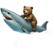 bear riding a shark sticker
