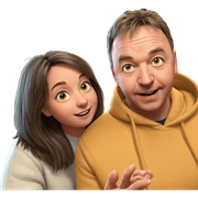 smiling girl with boy indoors sticker