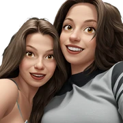 two girls sharing a smile sticker