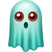 teal ghost wth hornsand red eyes sticker