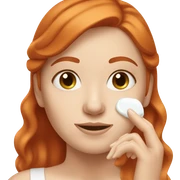 red hair white girl applying cream on face sticker