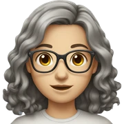 caucasian girl with dark wavy shoulder length hair, grey eyes glasses sticker