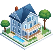 Isometric hamptons-style home sticker