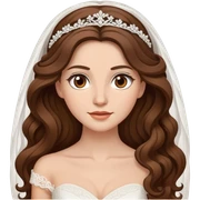 bride with brown long wavy hair, brown eyes sticker