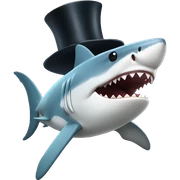 Shark with a top hat sticker