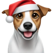 Jack russel wearing santa hat sticker
