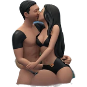 swimming couple sharing a kiss sticker