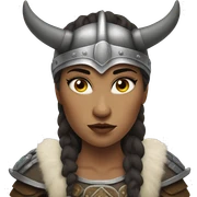 Viking woman with dark hair and viking horns on helmet and looks like Brunhilda sticker