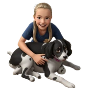 happy girl with dog sticker