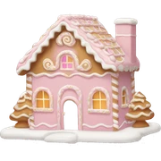 light pink and gold and white gingerbread house sticker