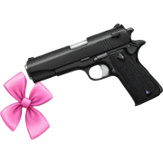 black gun with a pink bow sticker