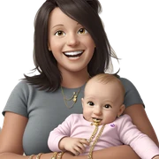 baby smiling with jewelry necklace sticker